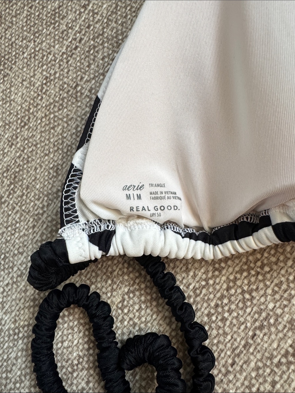 aerie Black and White Striped Triangle Bikini Top - Picture 2 of 3